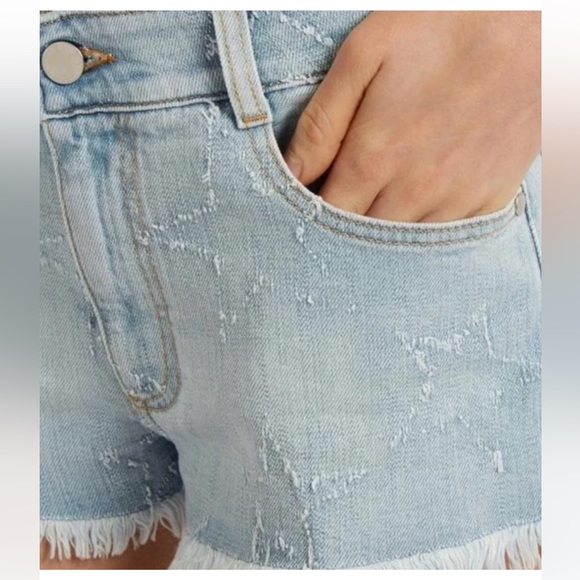 NWT Stella McCartney Italy Blue Denim Distressed Star Short Size 27 - Picture 2 of 13